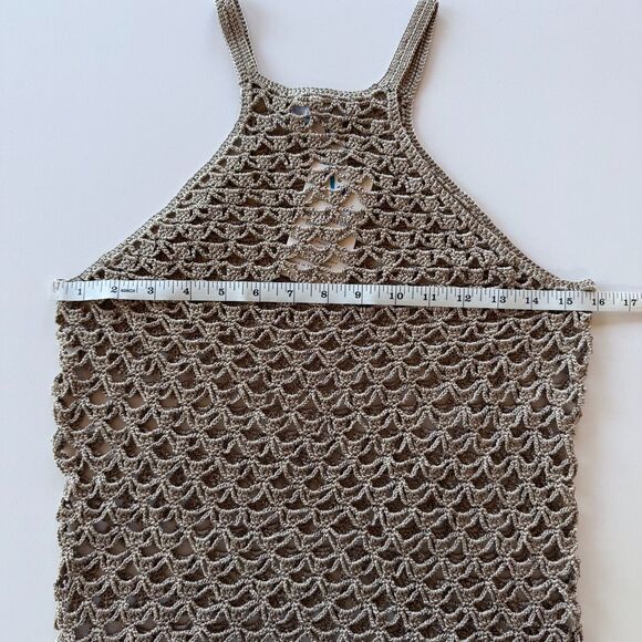 NWT My Beachy Side Macaron Hand Crochet Mini Dress Cover Up in Bronze Sz Medium - Picture 10 of 10